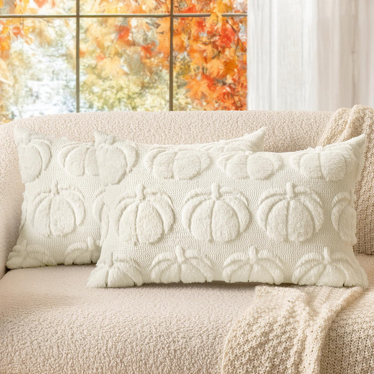 MIULEE Fall Pillow Covers Pumpkin Fall Decor 18x18 Dark Rust