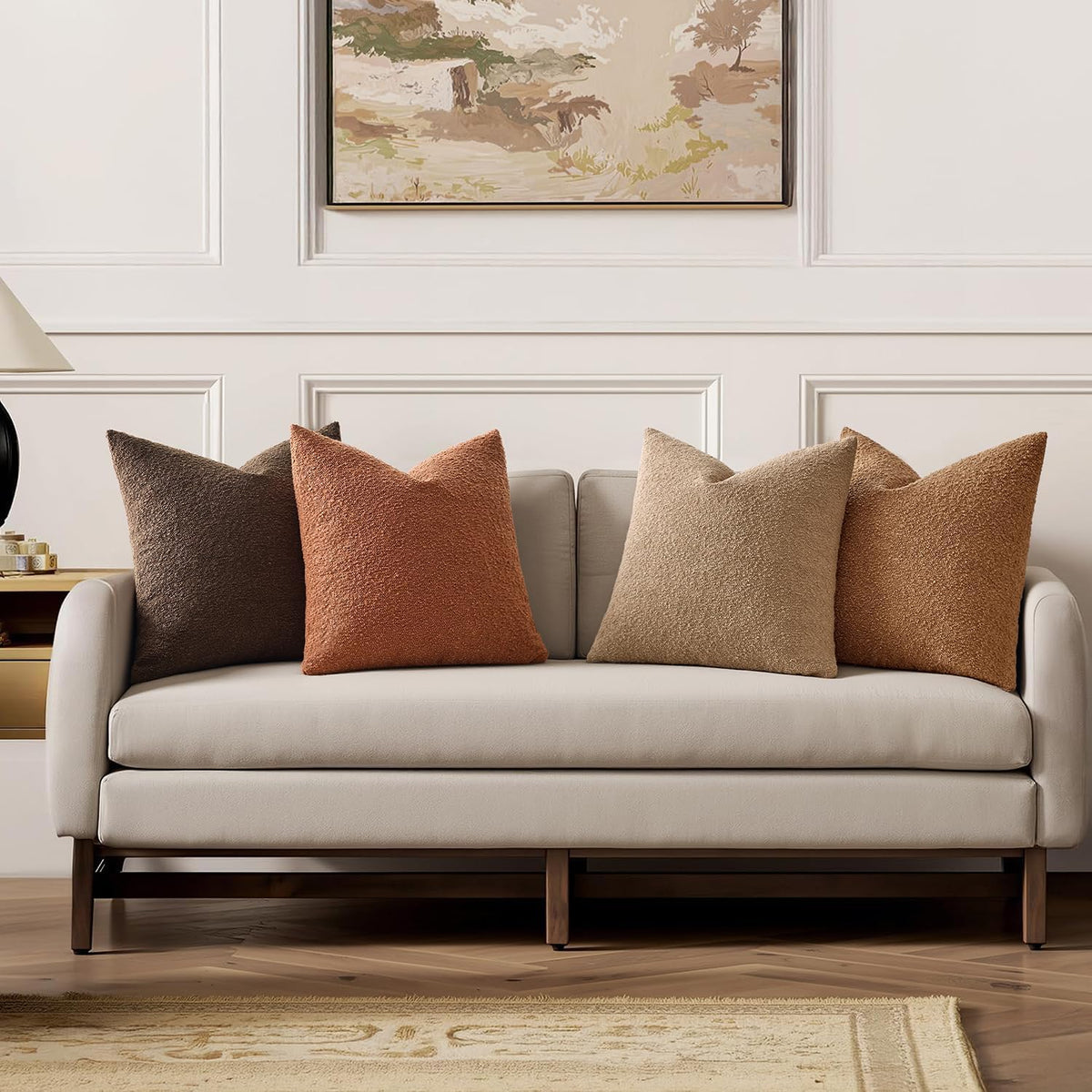 MIULEE Fall Decorative Boucle Throw Pillow Covers 18x18 Rustic Set of 4