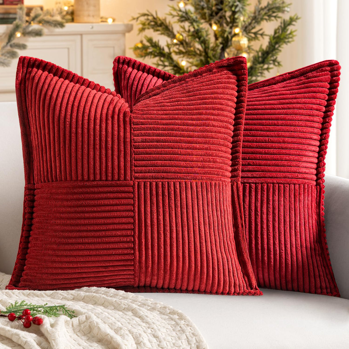 MIULEE Decorative Throw Pillow Covers for Couch 18x18 Inch Beige 2 Pack