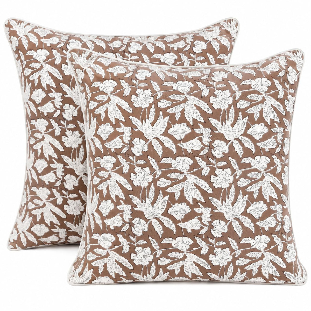 Ridhi Block Print Columbia Blue Pillow Cover 18" x 18" (Pack of 2) Decorative Couch Pillows for Living Room, Chic Boho Cute Outdoor Pillows Covers Gifts for Spring, Easter and Valentine