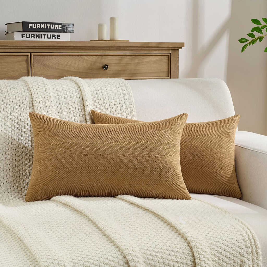 FUTEI Pack of 2 Chenille Throw Pillow Covers 18x18 Inch, Black