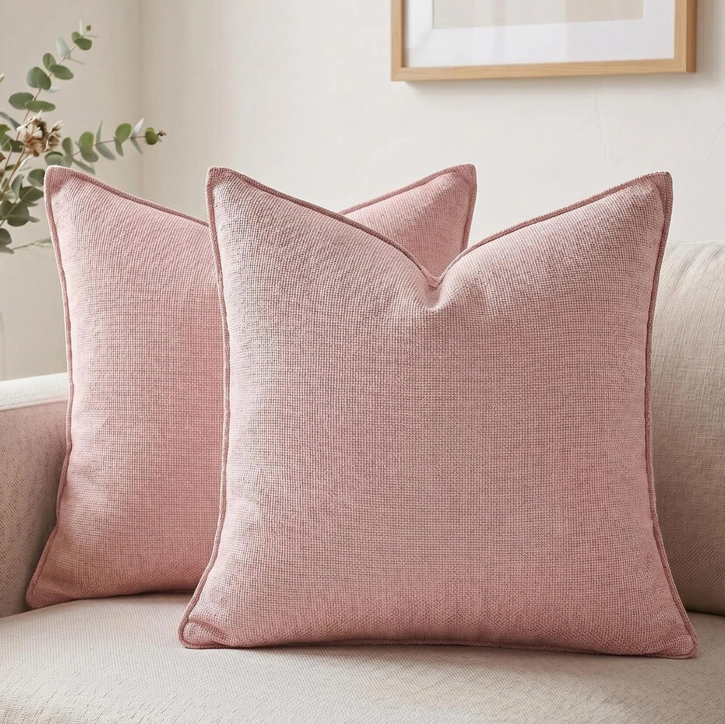 Fancy Homi Set of 2 Sage Green 12x20 Inch Soft Chenille Decorative Throw Pillow Covers with Flange Edge, Lumbar Neutral Modern Boho Textured Cushion Case Home Decor for Couch Sofa Bed Living Room