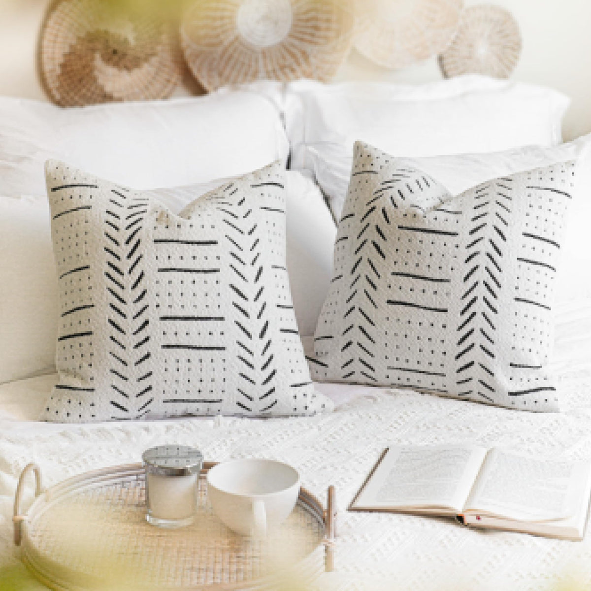 BlissBlush Decorative Lumbar Throw Pillow Covers 12X20 Set of 2, Brick Red Rust Boho Farmhouse Cushion Cover, Soft Accent Pillowcase for Couch Sofa Bed Living Room Home Décor