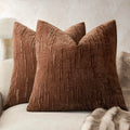 Foindtower Pack of 2 Slubby Textured Chenille Throw Decorative Pillow Covers Square Accent Solid Cushion Cover Neutral Farmhouse Pillow Case for Sofa Bedroom Living Room 18x18 Inch,Dark Olive Green