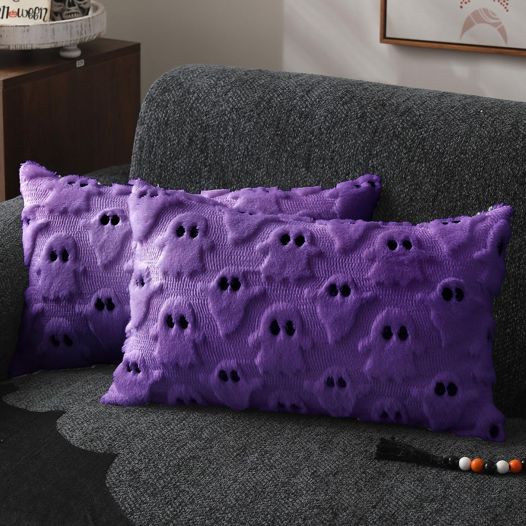 DFXSZ Halloween Pillow Covers 18x18 inch 2Pcs White Ghost Halloween Decor