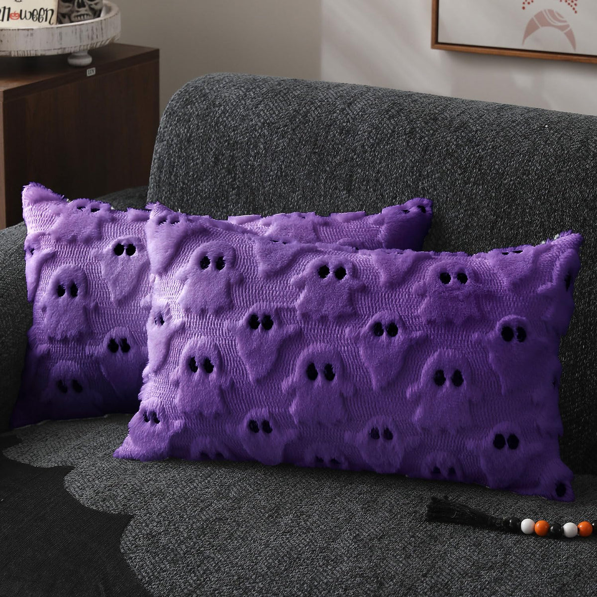 DFXSZ Halloween Pillow Covers 22x22 inch 2Pcs White Ghost Halloween Decor