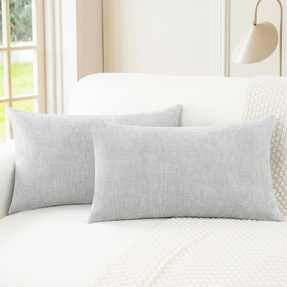 CaliTime Decorative Couch Throw Pillow Covers 18 X 18 Inches Medium Grey