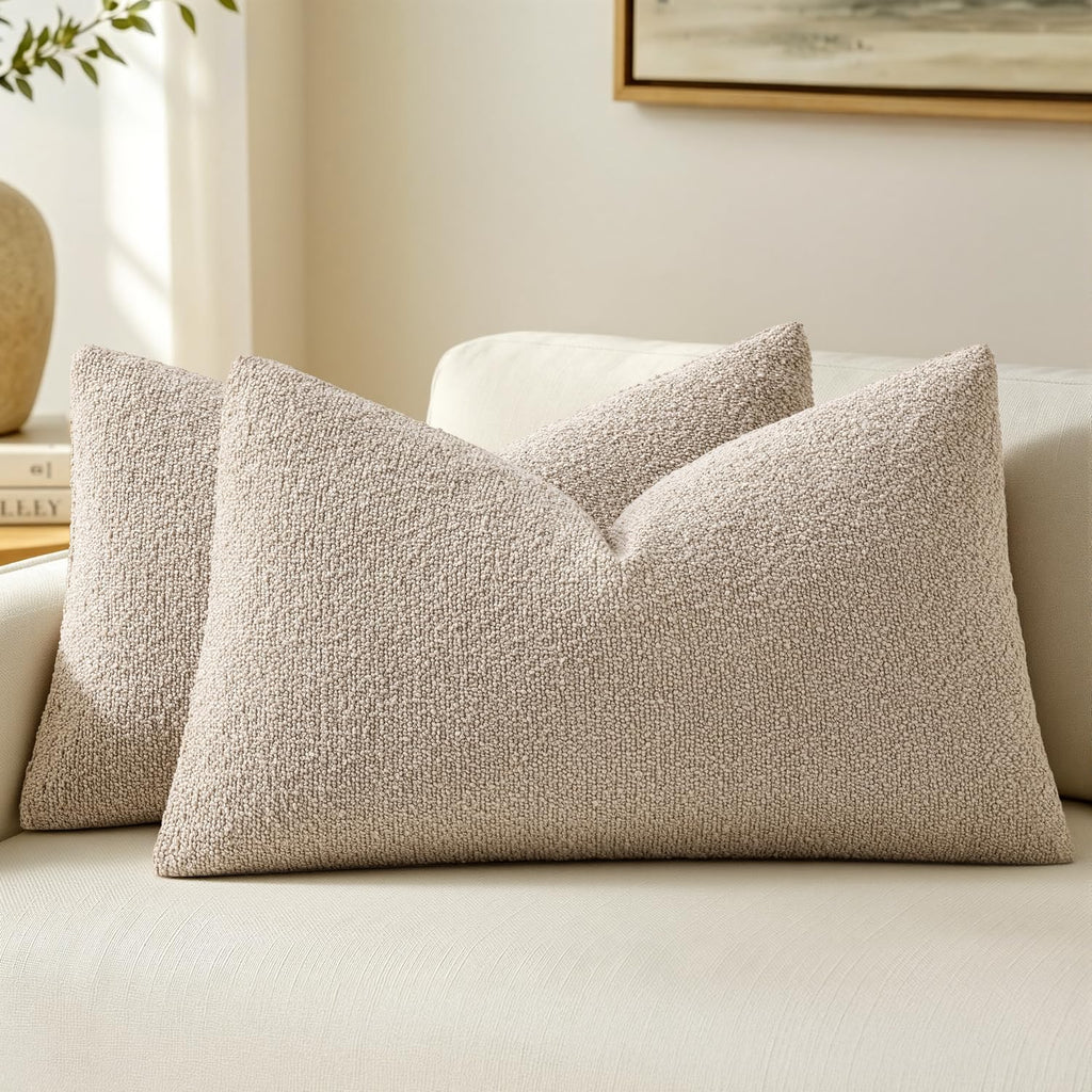 MIULEE 20x20 Decorative Boucle Couch Pillow Covers Beige