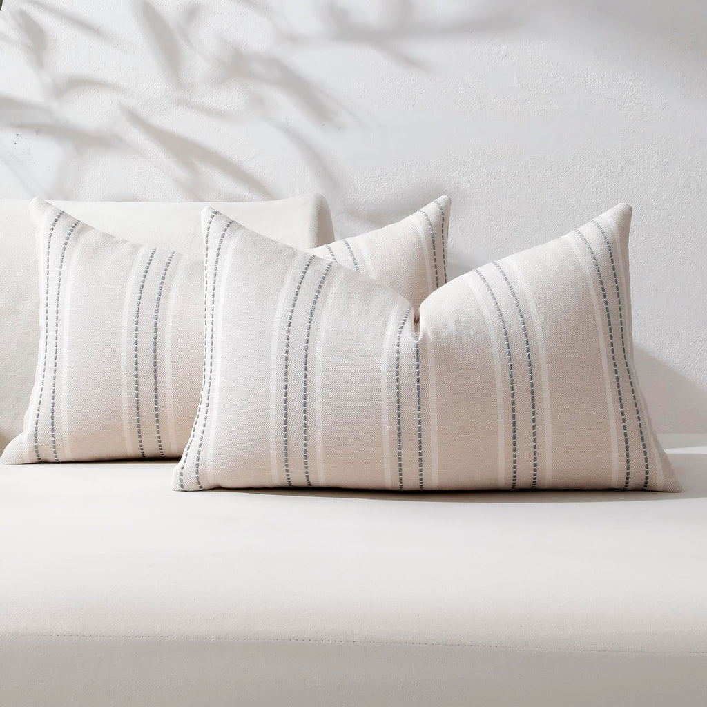 Hckot Decorative Throw Pillow Covers 20x20 Set of 2 Striped Pillow Covers