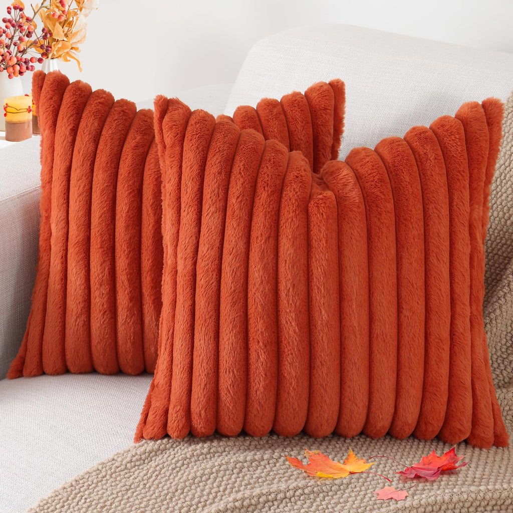 Pallene Faux Fur Decorative Throw Pillow Covers 18x18 Set of 2, Cream White