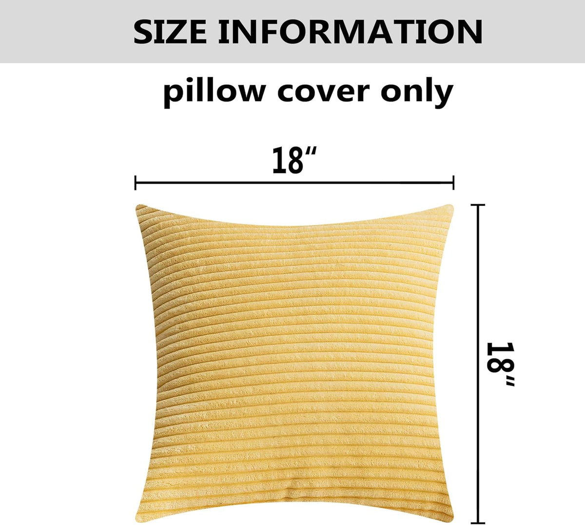 Home Brilliant Yellow Pillow Covers Summer Decorative Set of 2 Striped Corduroy Plush Velvet Throw Pillow Covers for Couch Decor, 18x18 inch, Light Yellow