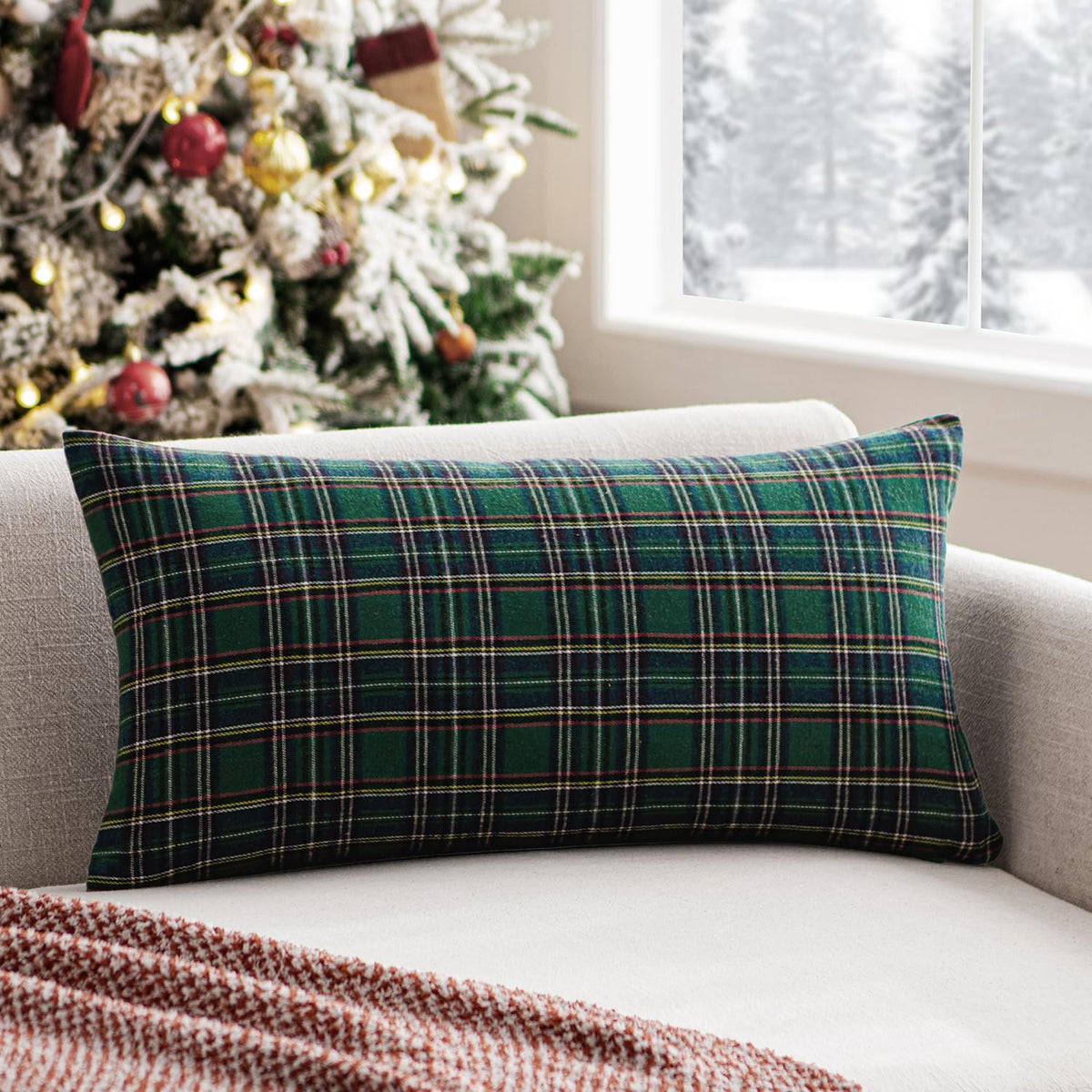 MIULEE Fall Plaid Pillow Covers Scottish Tartan 18x18 Brown