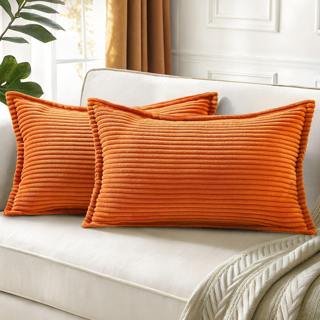 decorUhome Fall Corduroy Navy Blue Throw Pillow Covers 24x24 Set of 2