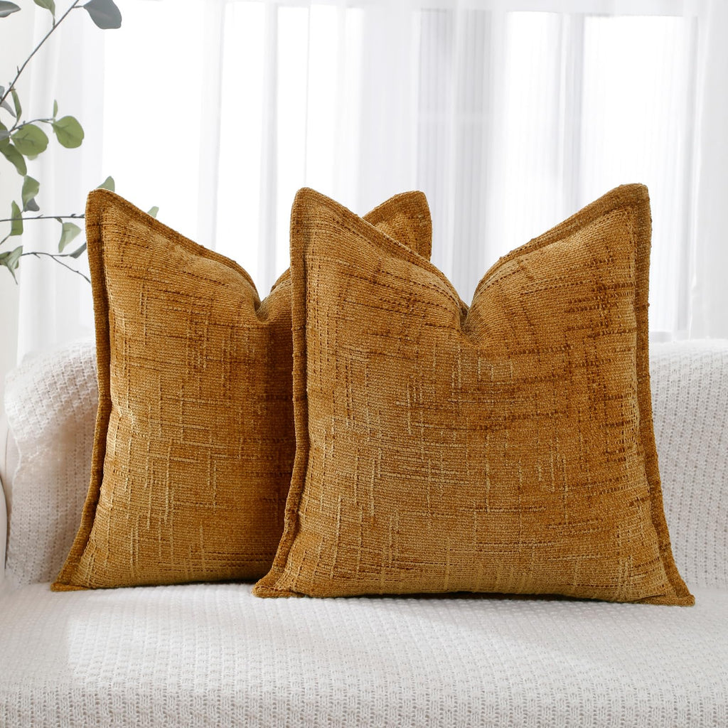 HPUK Throw Pillow Covers 18x18 Set of 4, Blue Patterned & Solid Covers