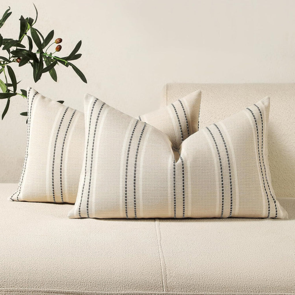 Hckot Decorative Throw Pillow Covers 20x20 Set of 2 Striped Pillow Covers