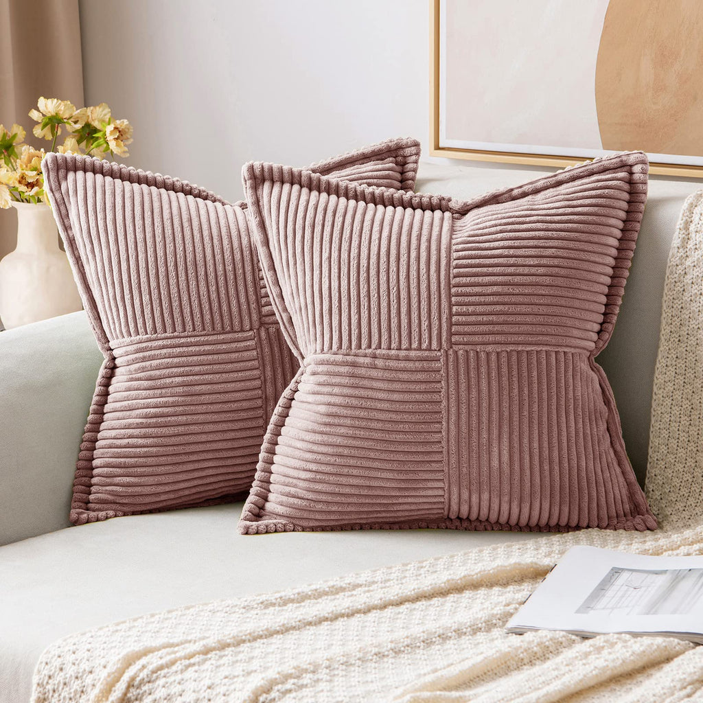 MIULEE Decorative Throw Pillow Covers for Couch 18x18 Inch Beige 2 Pack