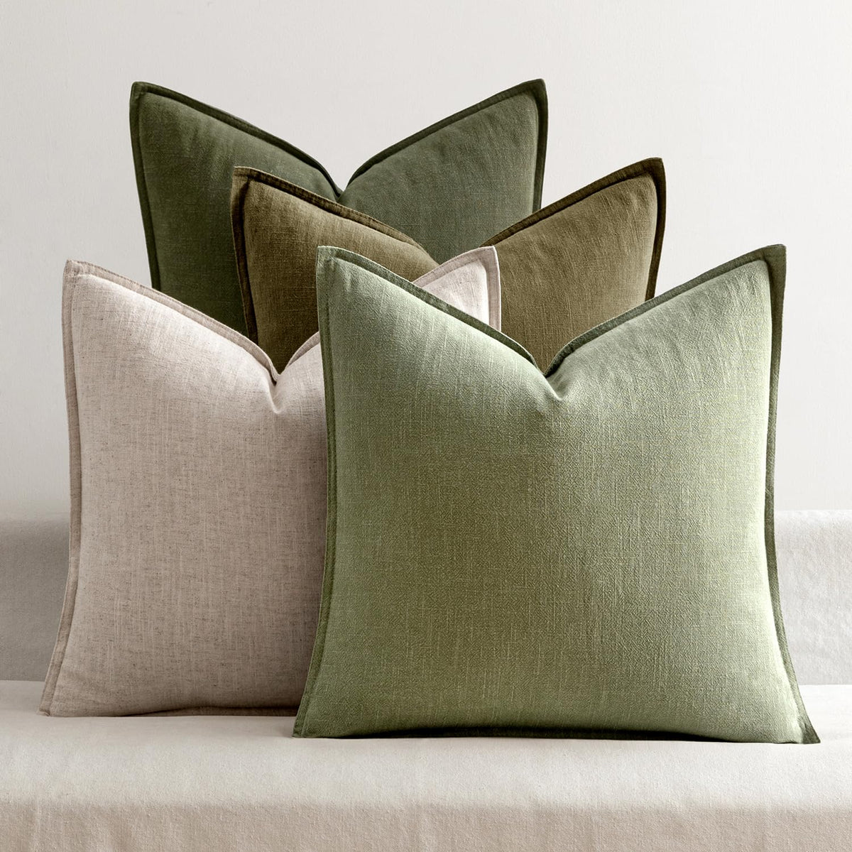 MIULEE Neutral Boho Linen Decorative Pillow Covers 18x18 Inch Pack of 4