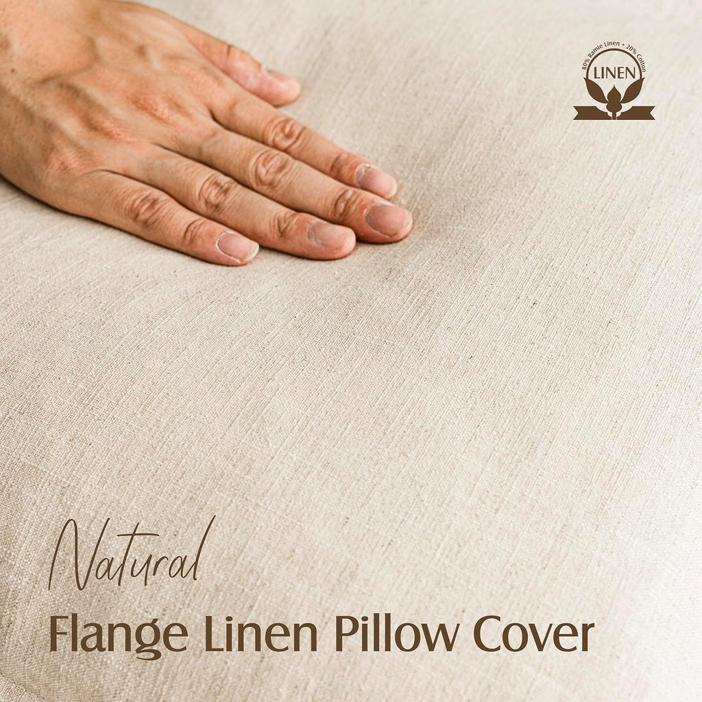 Foindtower Linen Solid Decorative Throw Pillow Covers 20x20 Natural Beige