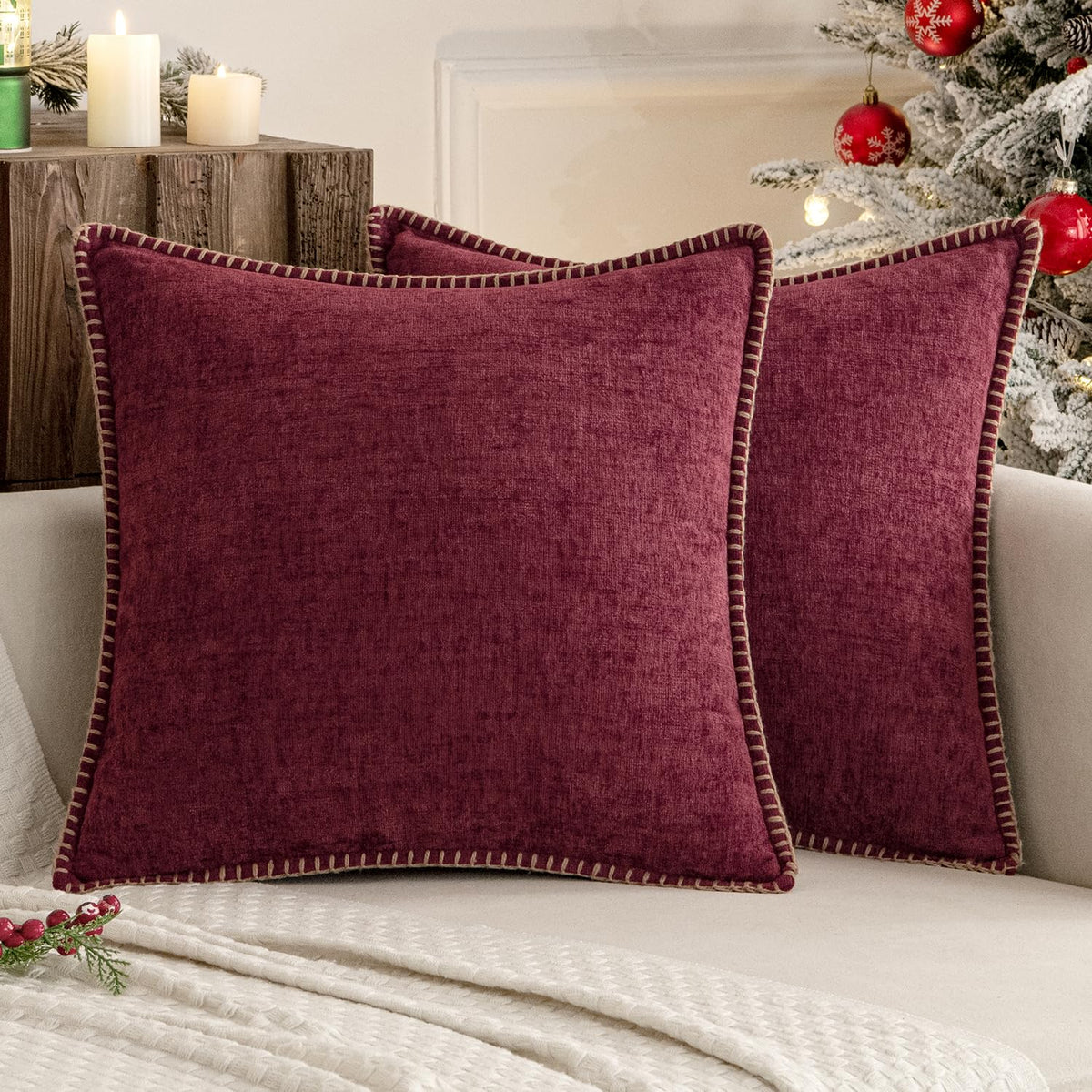 MIULEE Decorative Couch Throw Pillow Covers 18x18 Inch Sage Green 2 Pack
