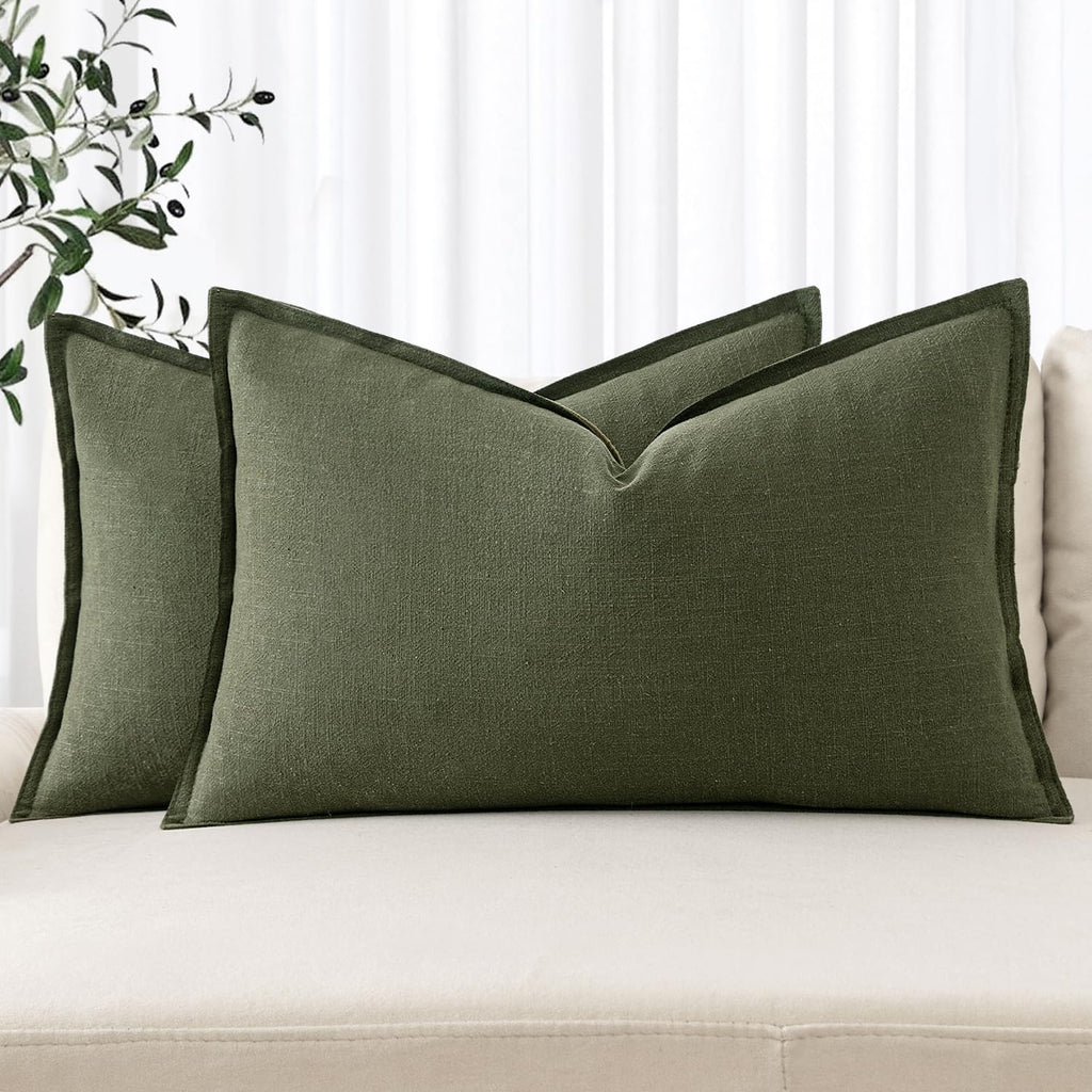 MIULEE Decorative Linen Euro Sham Pillow Covers 22x22 Inch Natural Beige