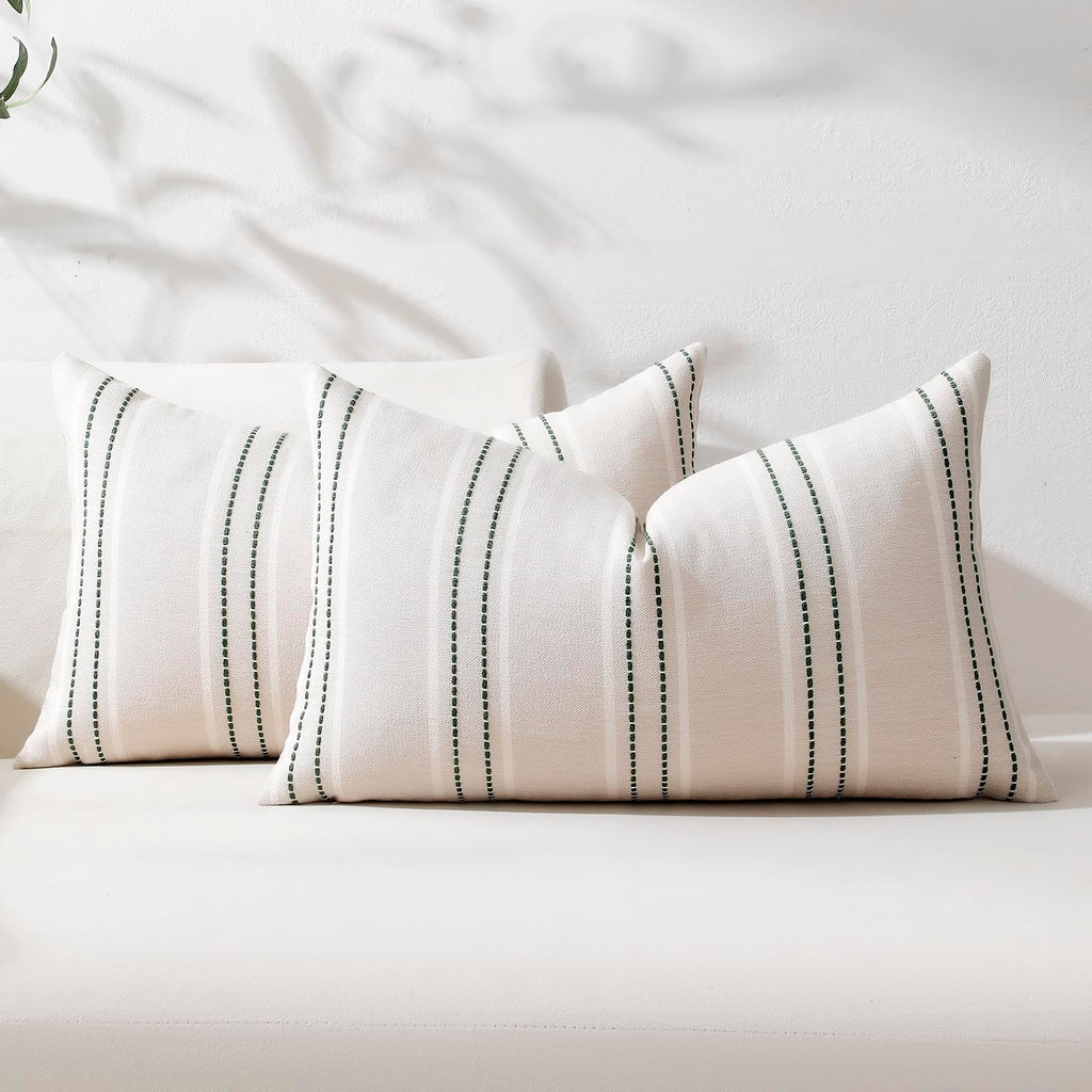 Hckot Decorative Throw Pillow Covers 20x20 Set of 2 Striped Pillow Covers