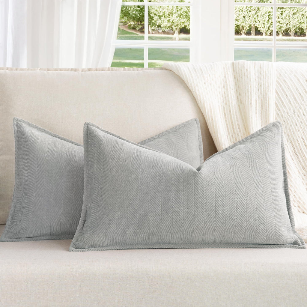 ZWJD Beige Pillow Covers 20x20 Set of 2 Chenille Throw Pillow Covers with Elegant Design Soft and Luxurious Decorative Throw Pillows for Couch, Bed, and Home Decor
