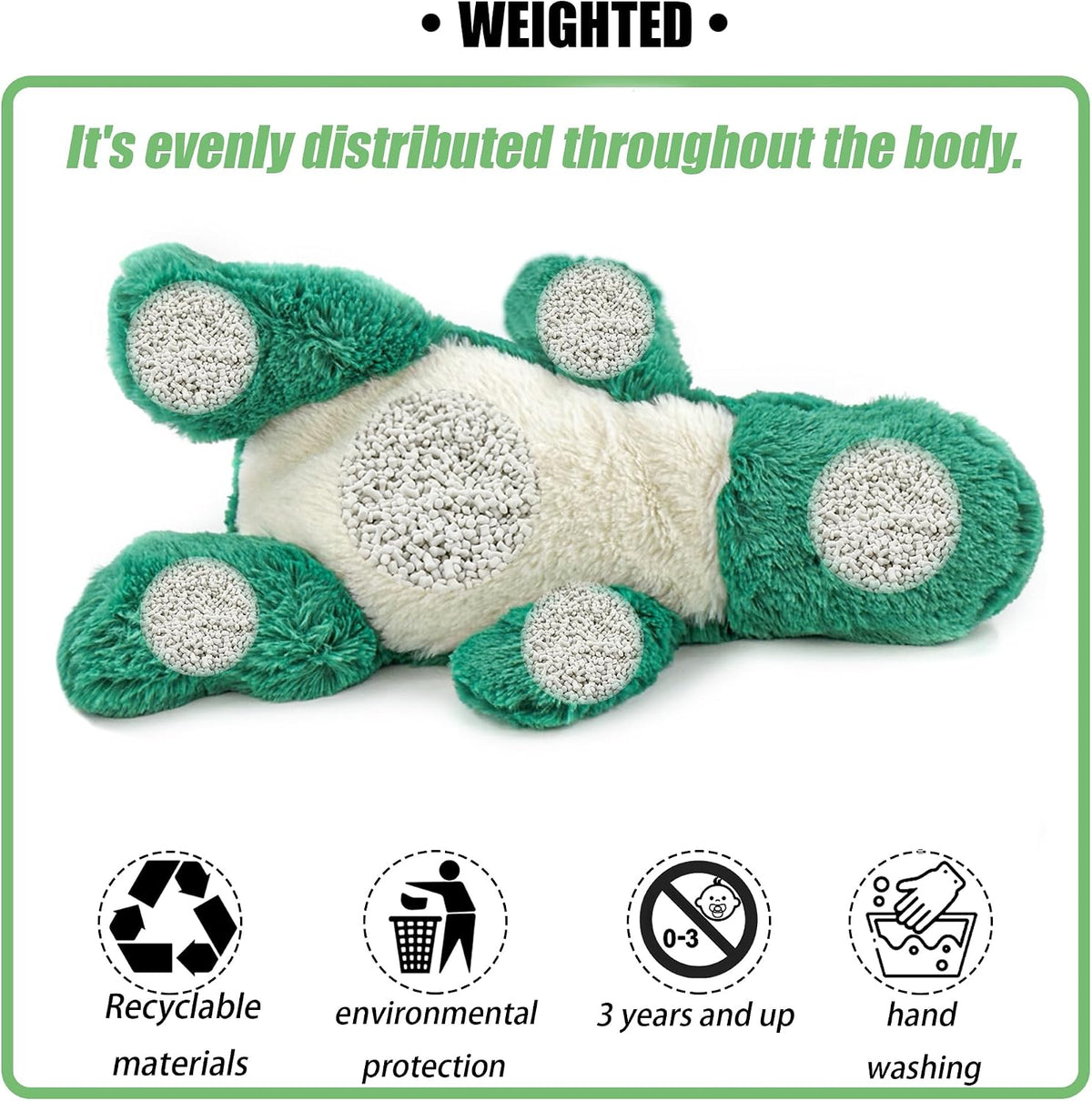 YOUBLEK 16" 2 Lb Green Dinosaur Weighted Stuffed Animals, Plush Pillow Toy