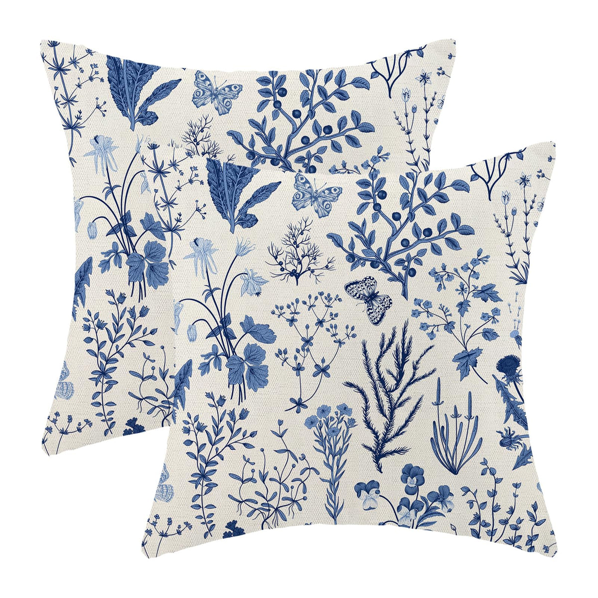 Spring Sage Green Wild Flower Pillow Covers 18x18 Set of 2