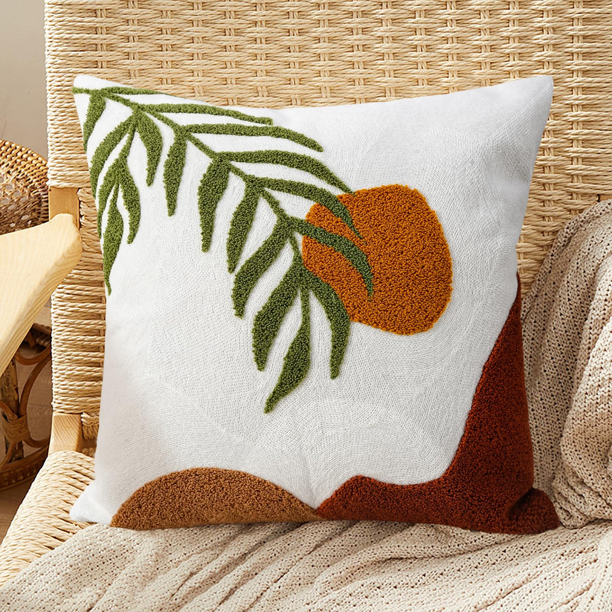 Merrycolor Boho Lumbar Throw Pillow Covers 12x20 Tufted Abstract Mid Century Modern Pillowcases Bohemian Aesthetic Decorative Pillows for Couch Bed Sofa Living Room (1PC,Green and Black)