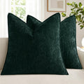 MIULEE Chenille Couch Pillow Covers for Living Room 18x18 Natural Beige