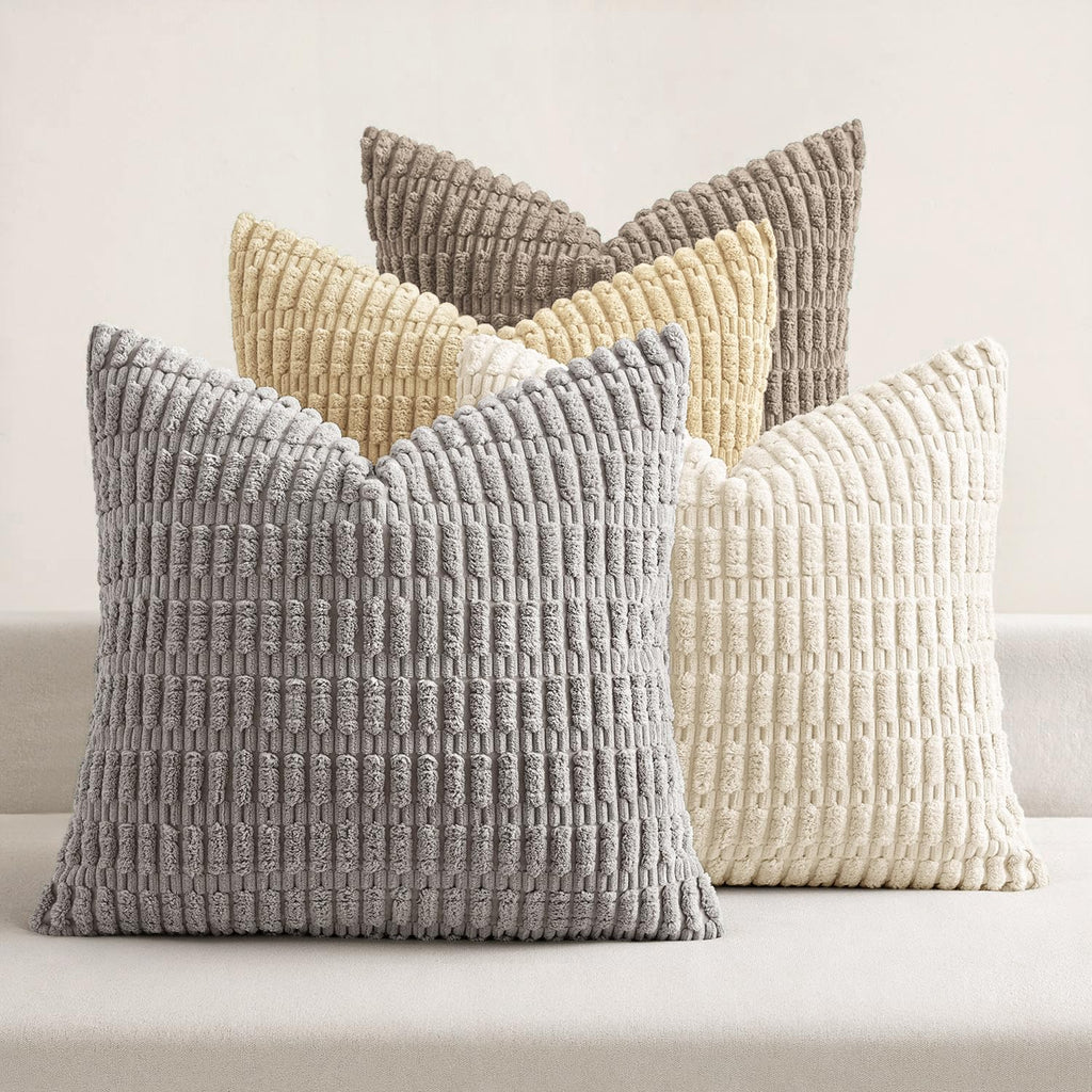 MIULEE Pack of 4 Corduroy Decorative Throw Pillow Covers 18x18 Inch Brown
