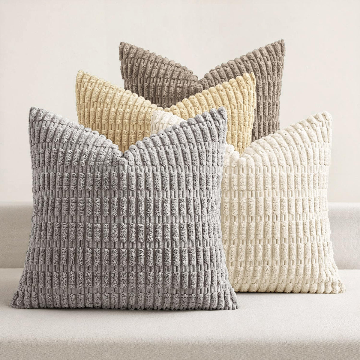 MIULEE Pack of 4 Corduroy Decorative Throw Pillow Covers 18x18 Inch Brown