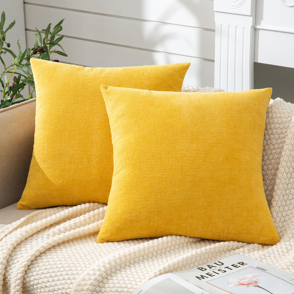 GAWAMAY Decorative Square Throw Pillow Covers 18"x18" Inch Set of 2, Super Soft Chenille Pillows Cover Fall Pillowcase for Living Room Bedroom Sofa Couch Cushion Cover Navy Blue 45x45cm (Only Covers)