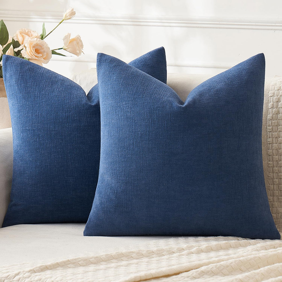 MIULEE Olive Green Chenille Couch Throw Pillow Covers, 18x18