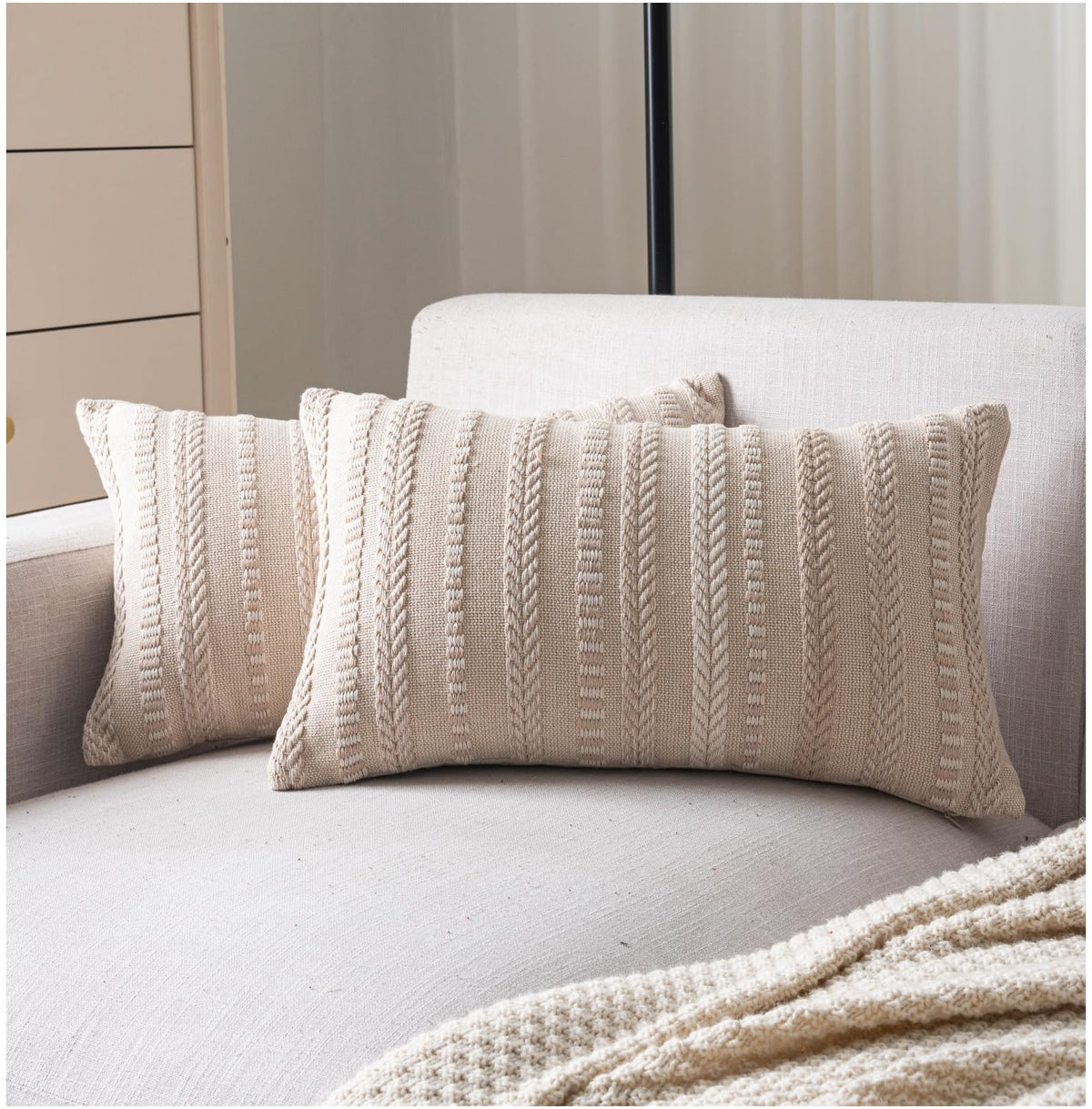 Cethom Boho Throw Pillow Covers 18x18 Inch Set of 2, Farmhouse Decorative Couch Pillow Cases, Navy Blue Accent Pillows of Bed, Sofa Bedroom Living Room Home Decor Cushion Cover