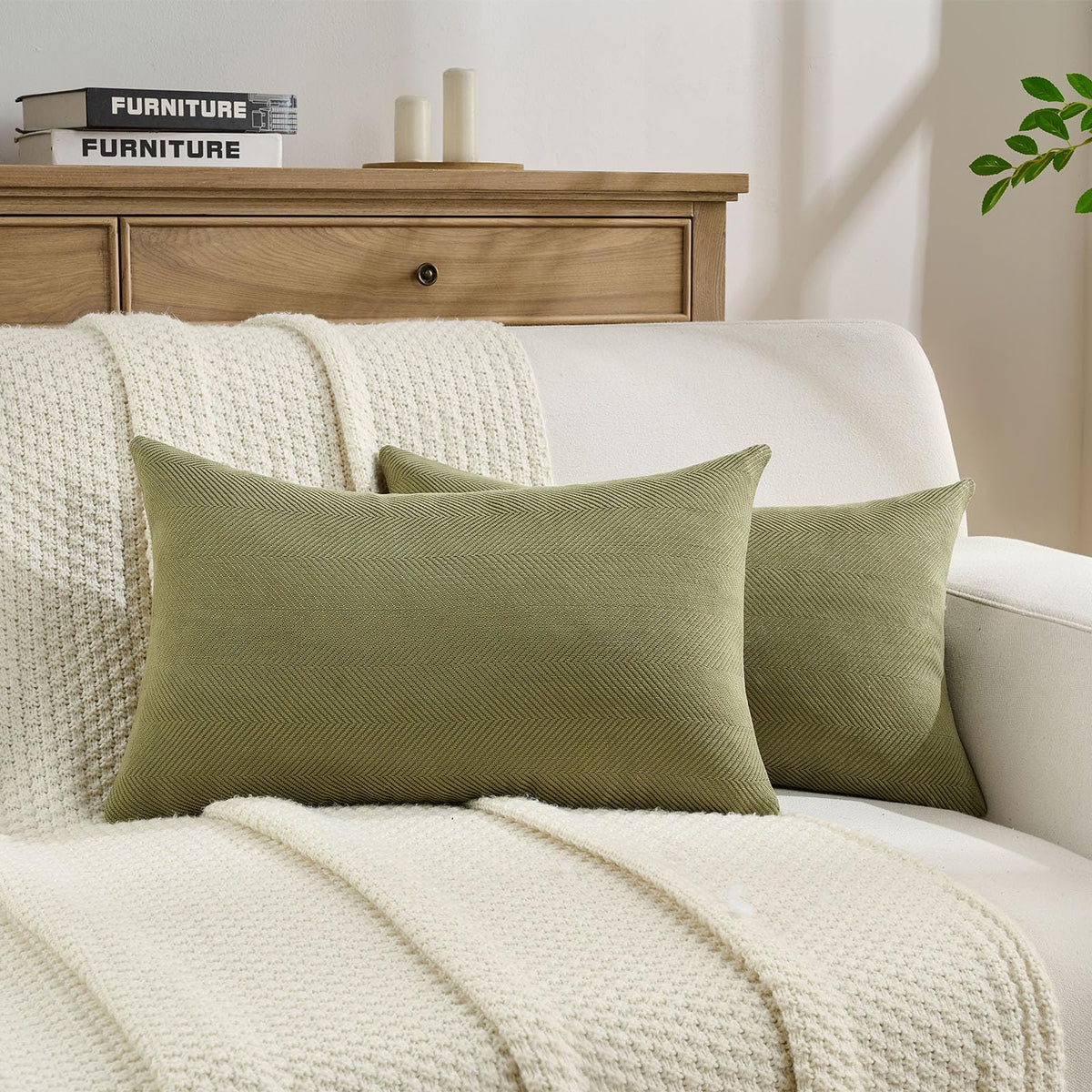 FUTEI Pack of 2 Chenille Throw Pillow Covers 18x18 Inch, Black