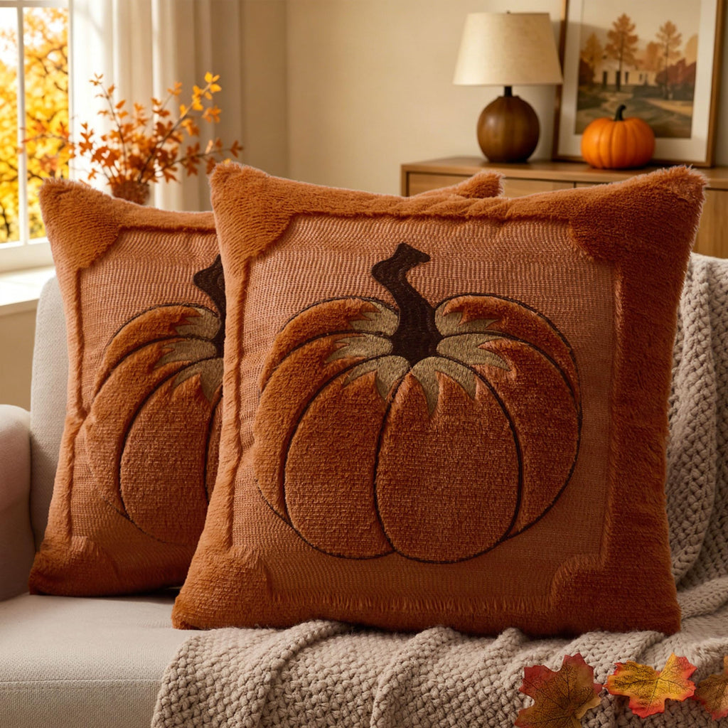 Allorry Fall Pillow Covers 18x18 2 Pack Beige Pumpkin Home Decor PT010A18