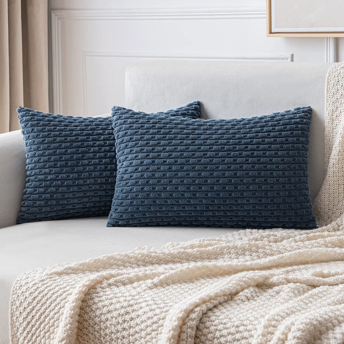 MIULEE Decorative Throw Pillow Covers 18x18 Sage Green Textured Corduroy