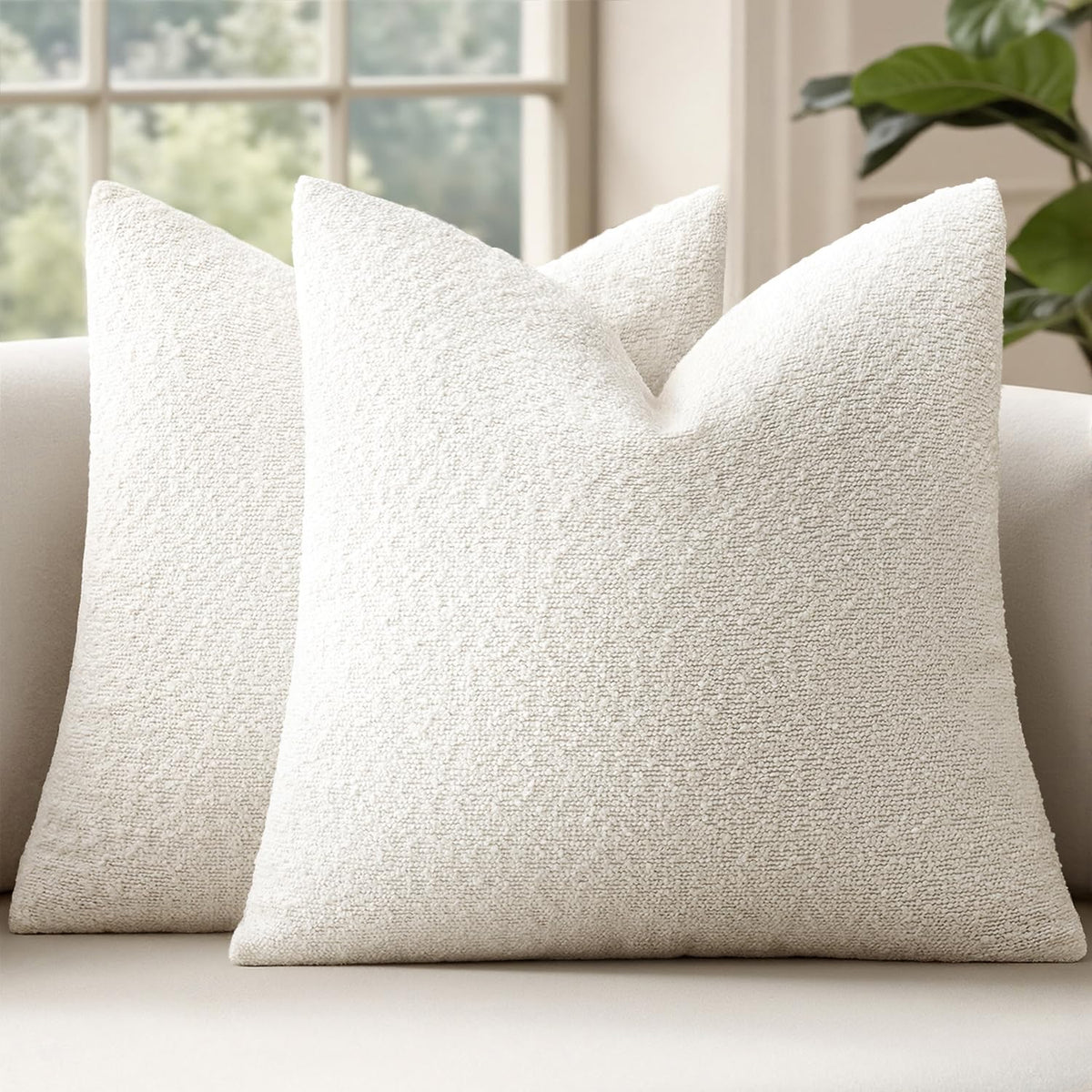 MIULEE 20x20 Decorative Boucle Couch Pillow Covers Beige