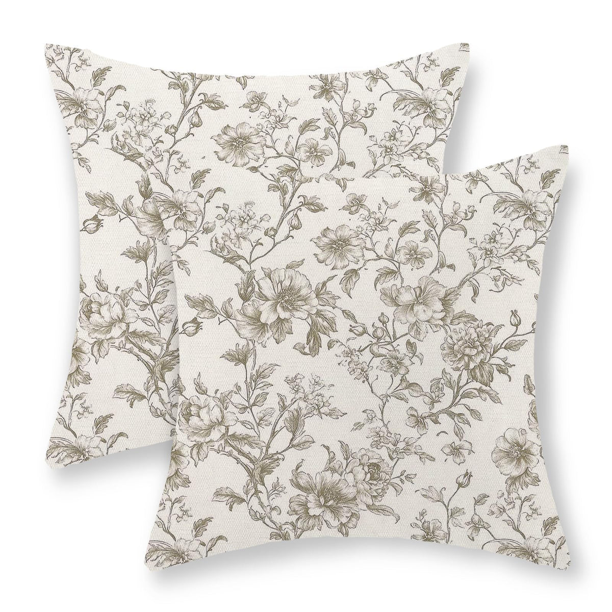 Chinoiserie Pillow Covers 18x18 Set of 2 Blue Green Bird Floral Throw Pillows Vintage Blue Flowers Decorations Outdoor Pillowcase Chinoiserie Decor Farmhouse Linen Cushion Case for Couch Home