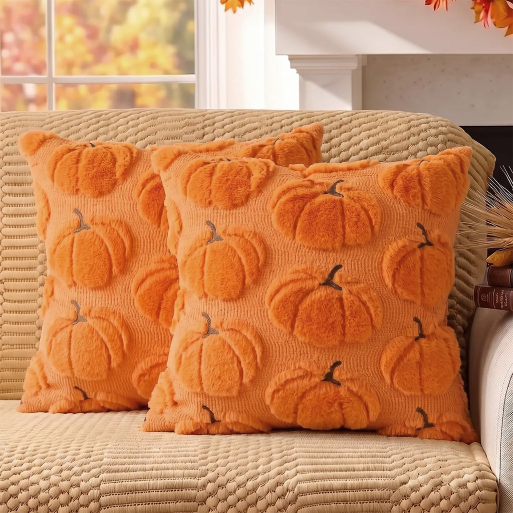 Fall Pillow Covers Pumpkin Fall Decor 18x18 Set of 2 Beige