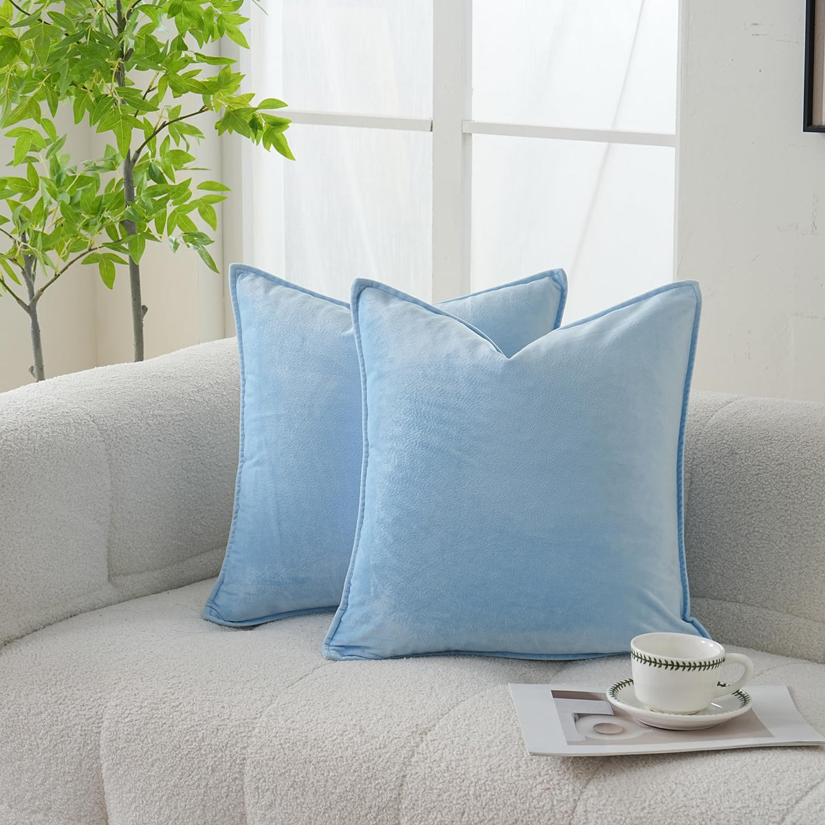 Velvet Navy Blue Throw Pillow Covers 18”x18”Pack of 2 Soft Decorative