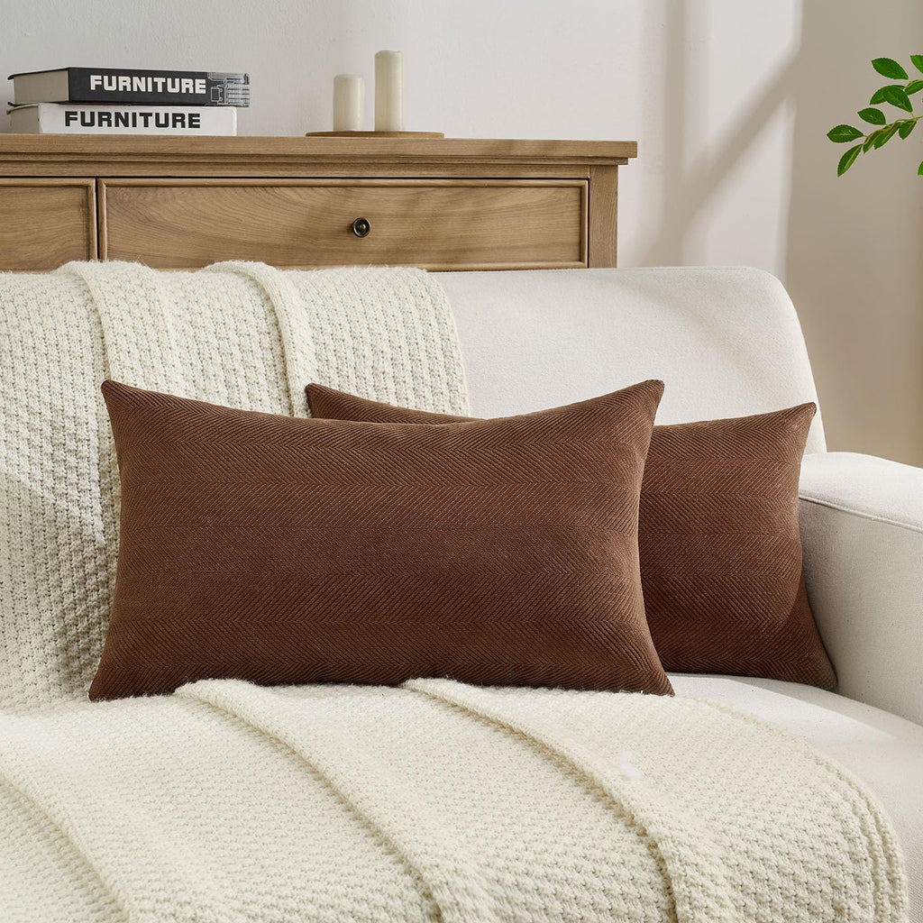 FUTEI Pack of 2 Chenille Throw Pillow Covers 18x18 Inch, Black
