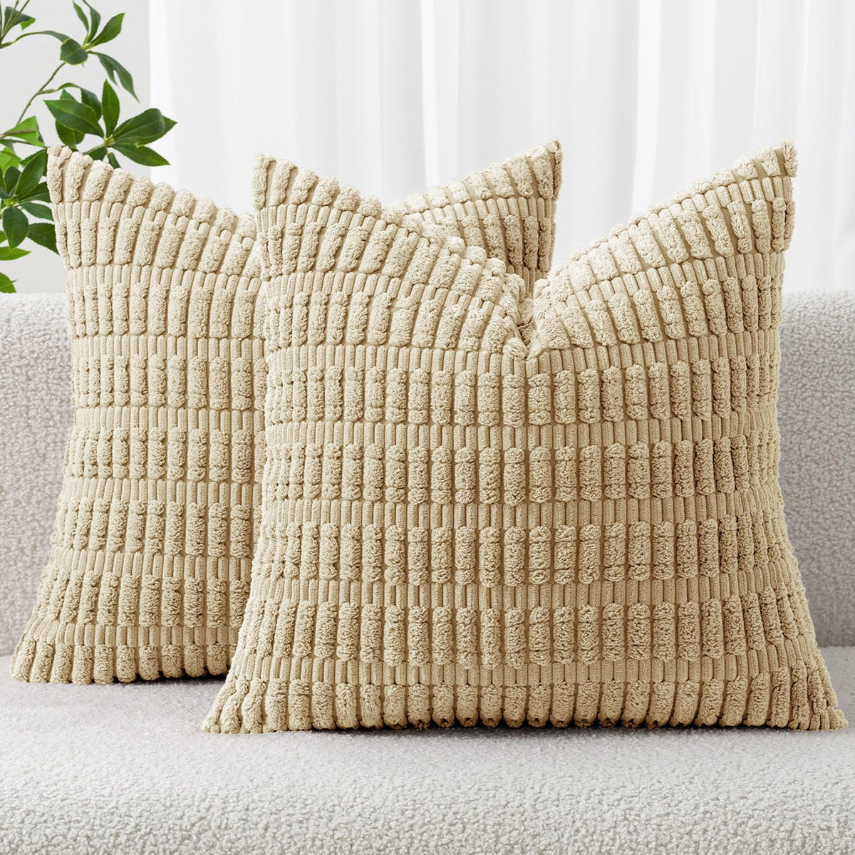 MIULEE Fall Corduroy Decorative Throw Pillow Covers 18x18 Rust Pack of 2