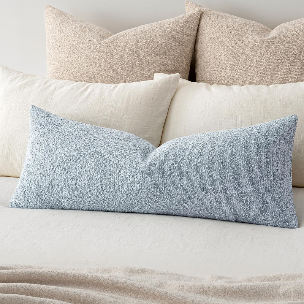 MIULEE Textured Boucle Lumbar Pillow Cover for Bed 12x20 Olive Green