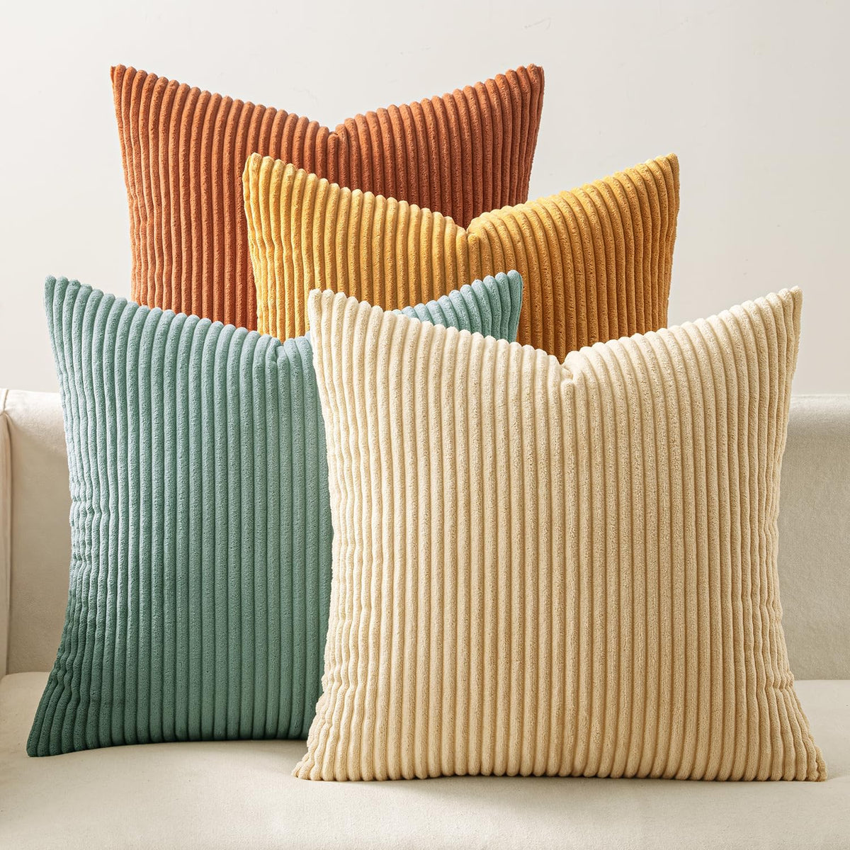EMEMA Teal Orange Decorative Throw Pillow Covers 18x18 Inch Set of 4