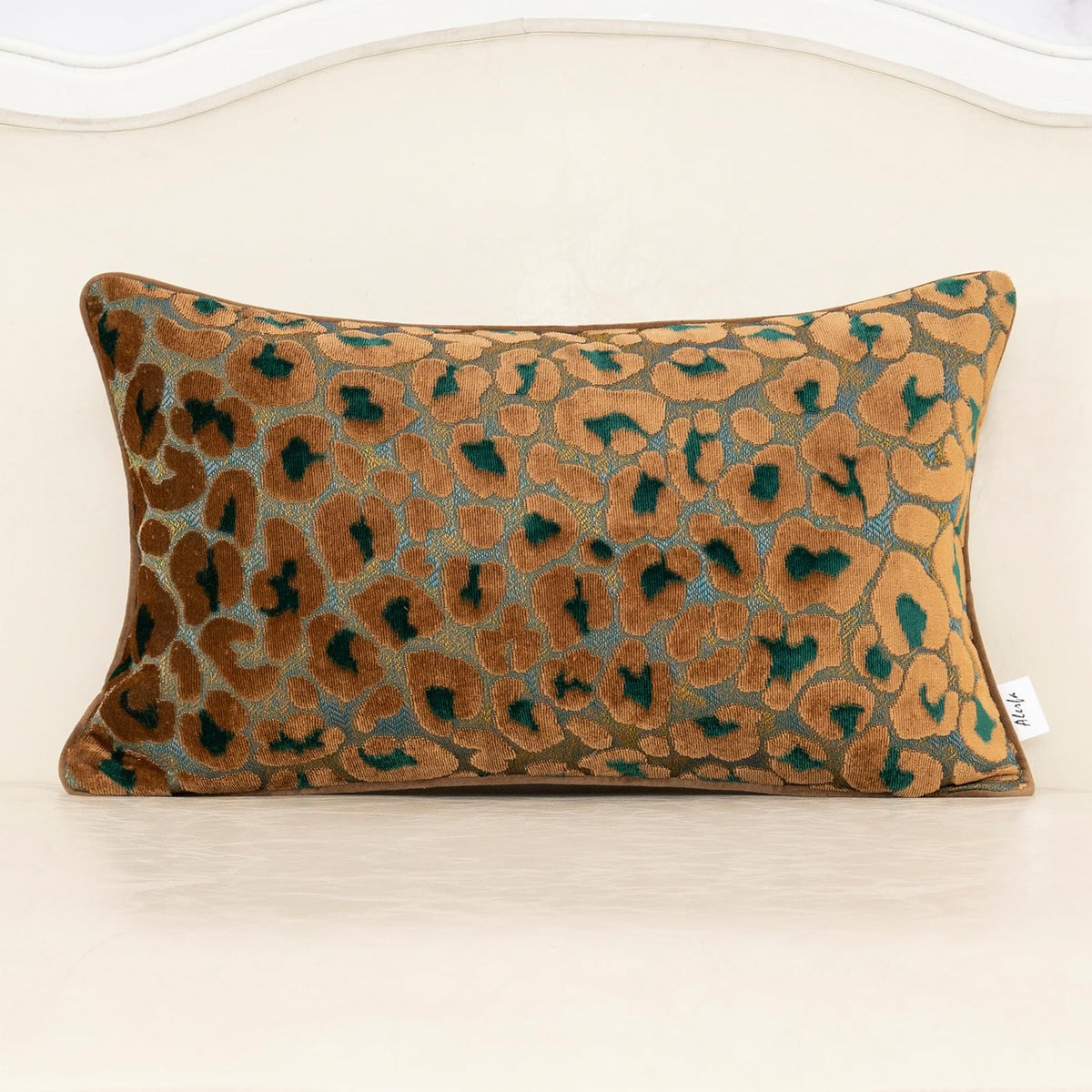 Alerfa Green Brown Floral Throw Pillow Cover 18 x 18 Inch Cut Velvet Sqaure Luxury Decorative Pillow Cover for Couch Living Room Bedroom