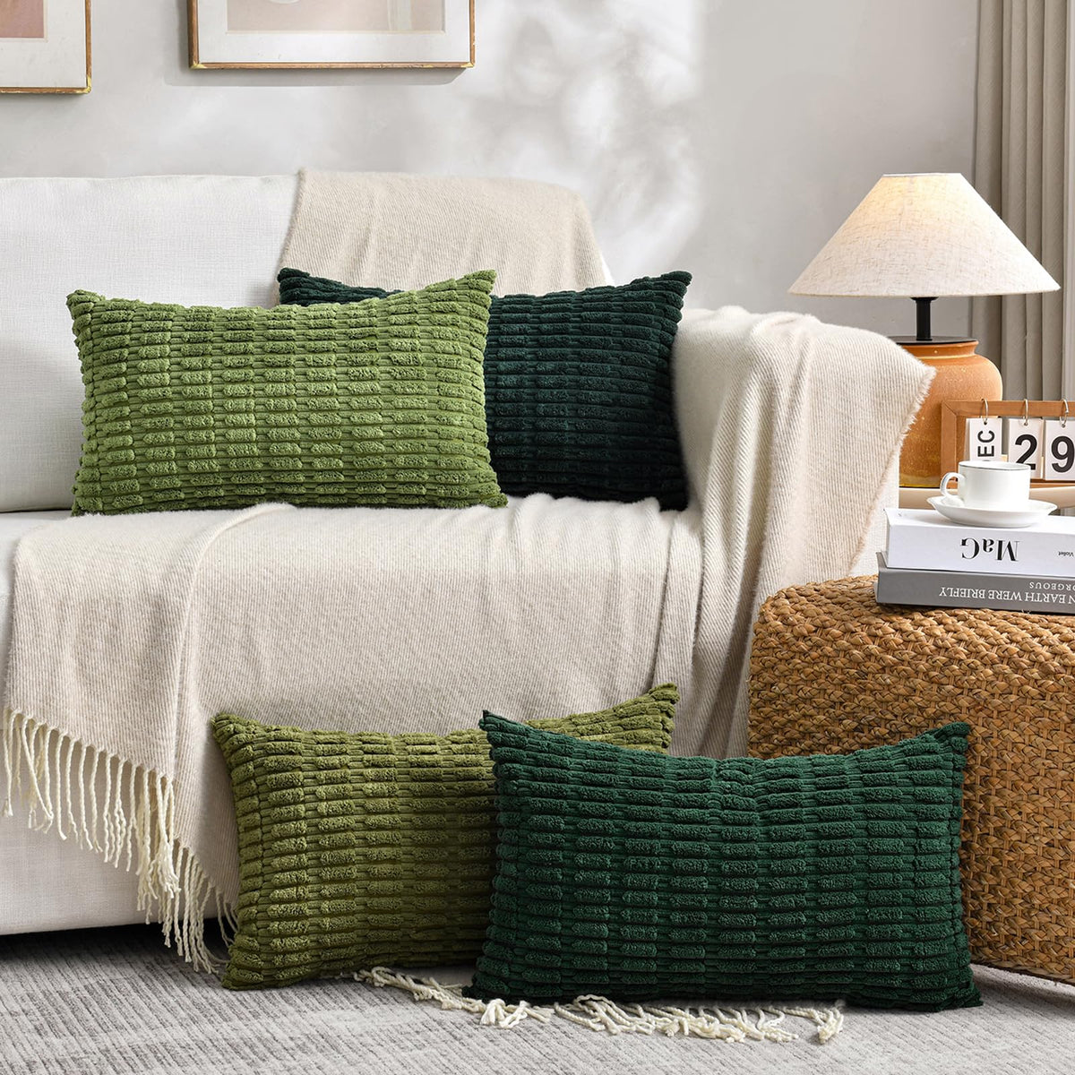 Fancy Homi 4 Packs Decorative Throw Pillow Covers for Living Room Couch Bed, Modern Farmhouse Boho Home Décor Accent Cushion Case, 18" x 18", Neutral
