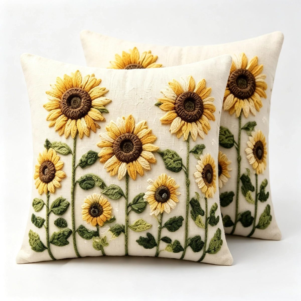 Decorative Throw Pillow Covers, Vintage Floral Pattern in Sage Green and Brown, 2 Pack Square Cushion Cases with Autumn Leaves Design，18x18 Pillows Linen Pillowcase