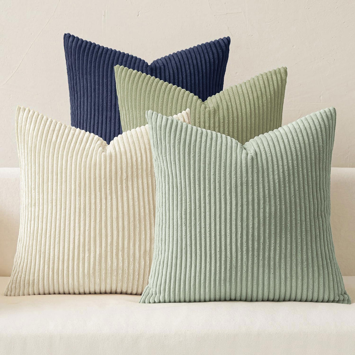 MIULEE Soft Corduroy Decorative Throw Pillow Covers Orange Teal 18x18